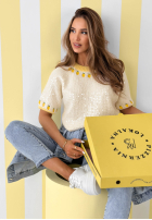 Miękki Pulover w cytrynki Lemon Touch ecru