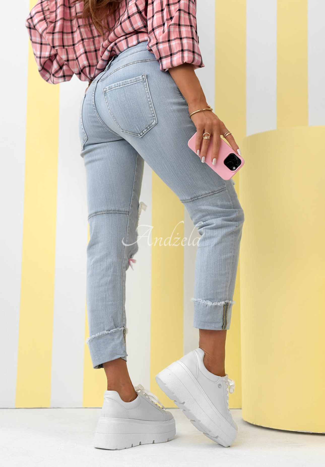 Blugi mom fit cu flori Sweet Little Flowers