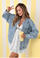 Scurtă Geacă din denim Never Again albastră