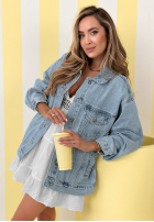 Scurtă Geacă din denim Never Again albastră