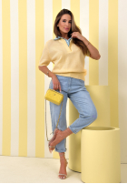 Pulover z koszulową wstawką Spring Wind galbene