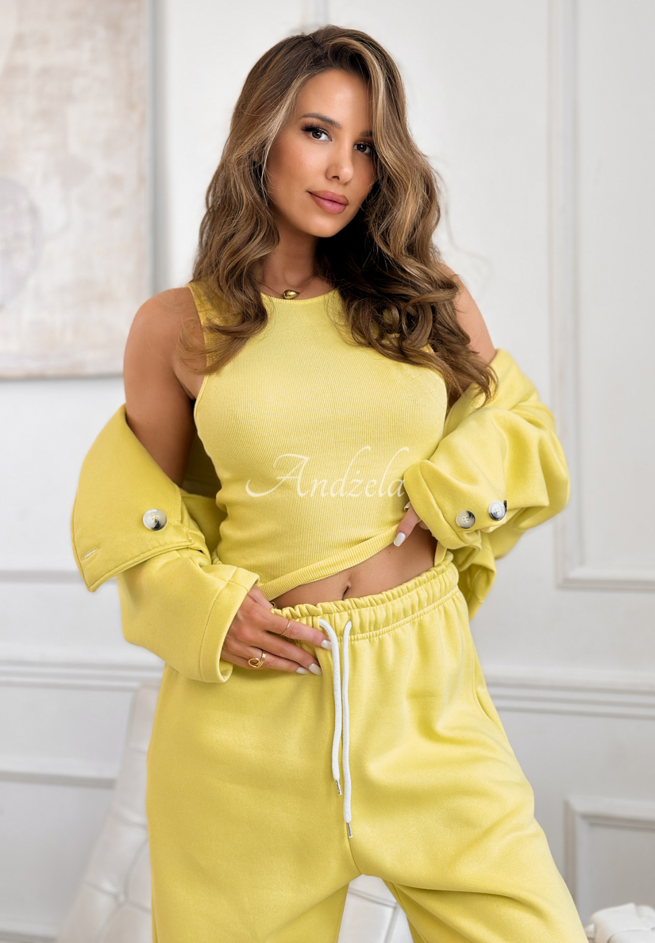 Set de trening din bumbac, sacou, pantaloni și Top  3in1 Almost There