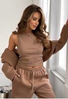 Compleu de trening Hanorac, Pantaloni i Top  3in1 Almost There camel