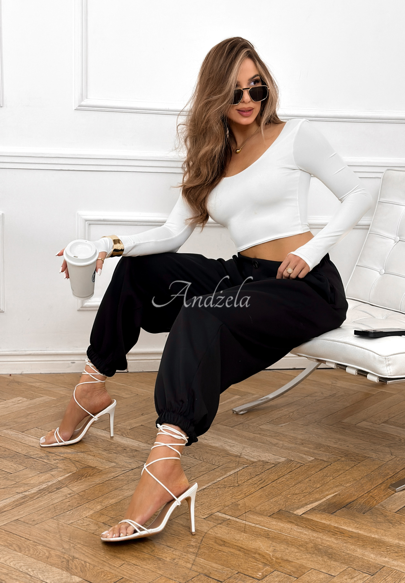 Pantaloni din viscoză cu manșete What You Wanted