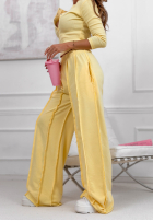 Compleu Bluză i Pantaloni wide leg Spring Charm galbene