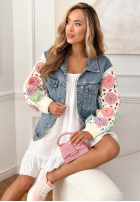 din denim Geacă ze sweterkowymi rękawami Made Of Roses albastră