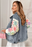 din denim Geacă ze sweterkowymi rękawami Made Of Roses albastră