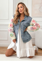 din denim Geacă ze sweterkowymi rękawami Made Of Roses albastră