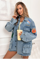 din denim Geacă oversize z naszywkami Daily Looks albastru deschis