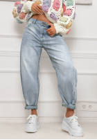 Pantaloni din denim banana Just Let Them jasnobiebieskie