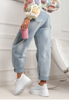 Pantaloni din denim banana Just Let Them jasnobiebieskie