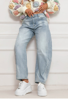 Pantaloni din denim banana Just Let Them jasnobiebieskie