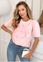 Pulover z kwiatem na krótki mânecă Breeze Of Nature roz