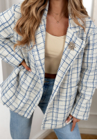 Tweedowy Palton  w kratę Alive Again albastru