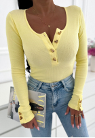 Bawełniana prążkowana Bluză z ozdobnymi guzikami Playdate galben