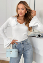 Bawełniana Bluză z różą i falbanką You Know Why albă