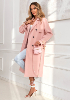 Długi Palton  z paskiem Changing Of Seasons roz pudră