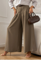 Eleganckie Pantaloni wide leg z paskiem Begin Doing mokka