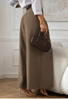 Eleganckie Pantaloni wide leg z paskiem Begin Doing mokka