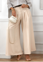 Eleganckie Pantaloni wide leg z paskiem Begin Doing bej