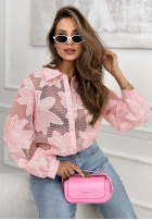 Koronkowa Cămașă Subtle And Flowery roz pudră