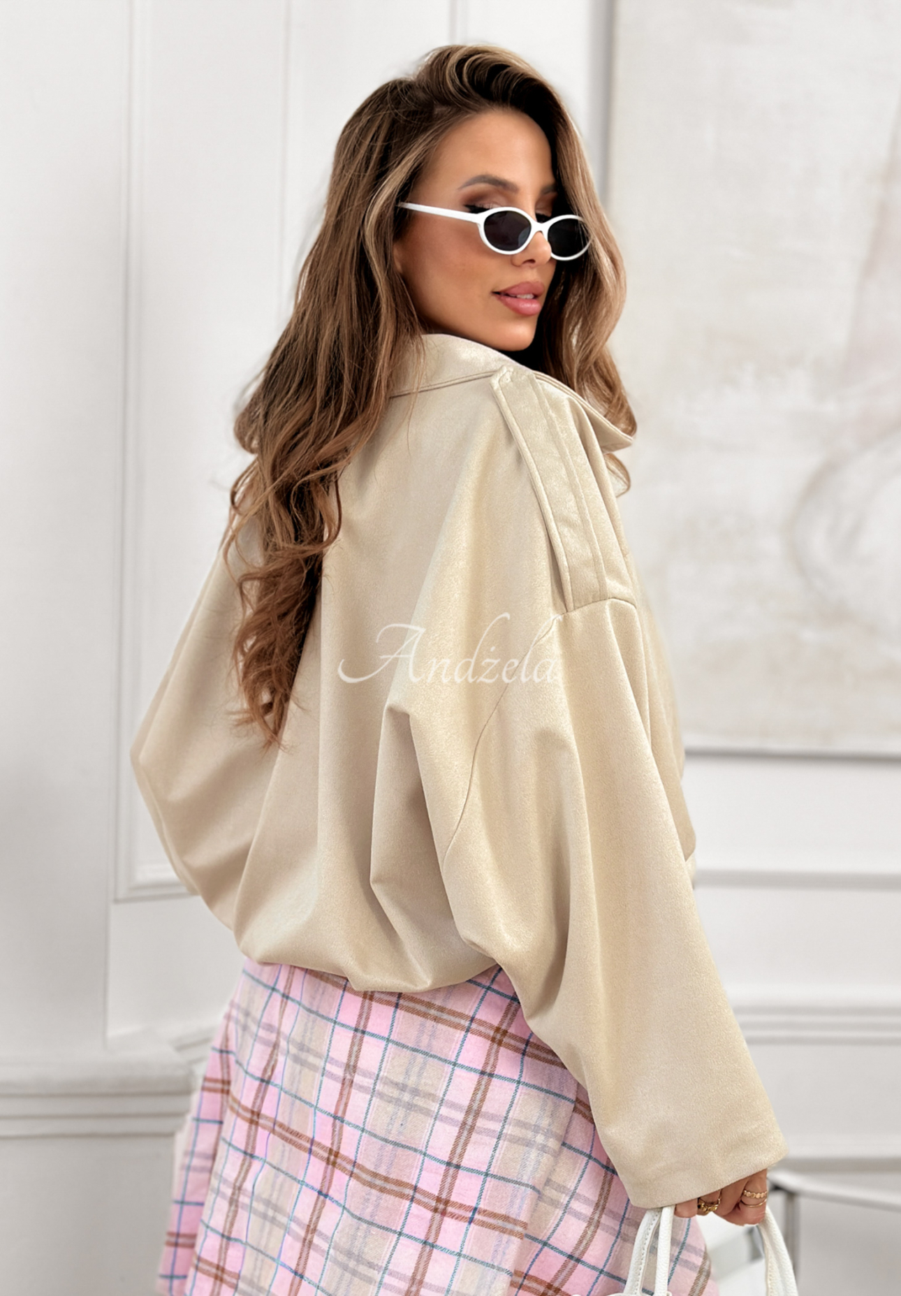 Geacă bomber oversize din piele întoarsă Early Season