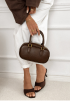 zamszowe Șlapi na obcasie Basic Dream ciocolatii