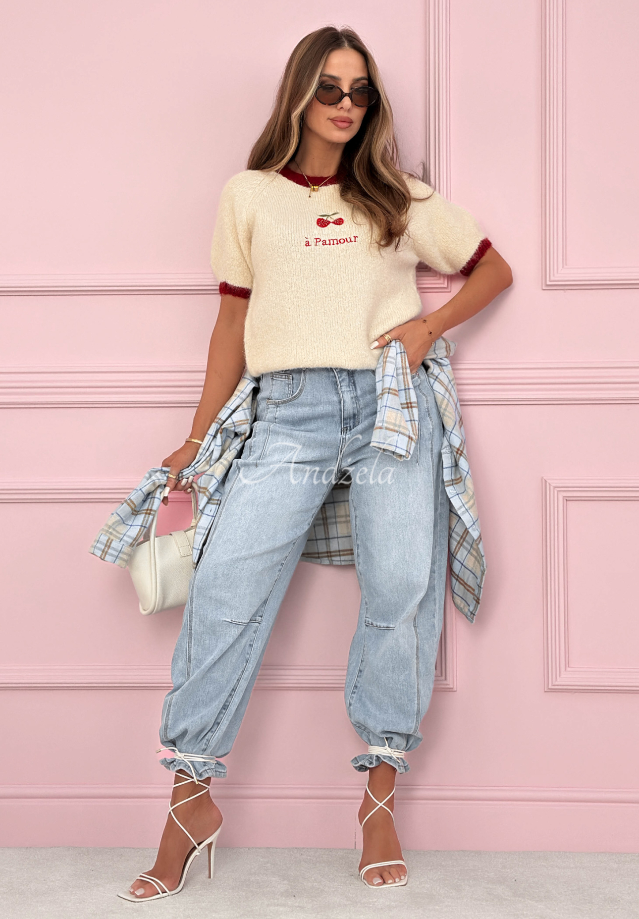 Blugi banana cu cusături decorative As You Like