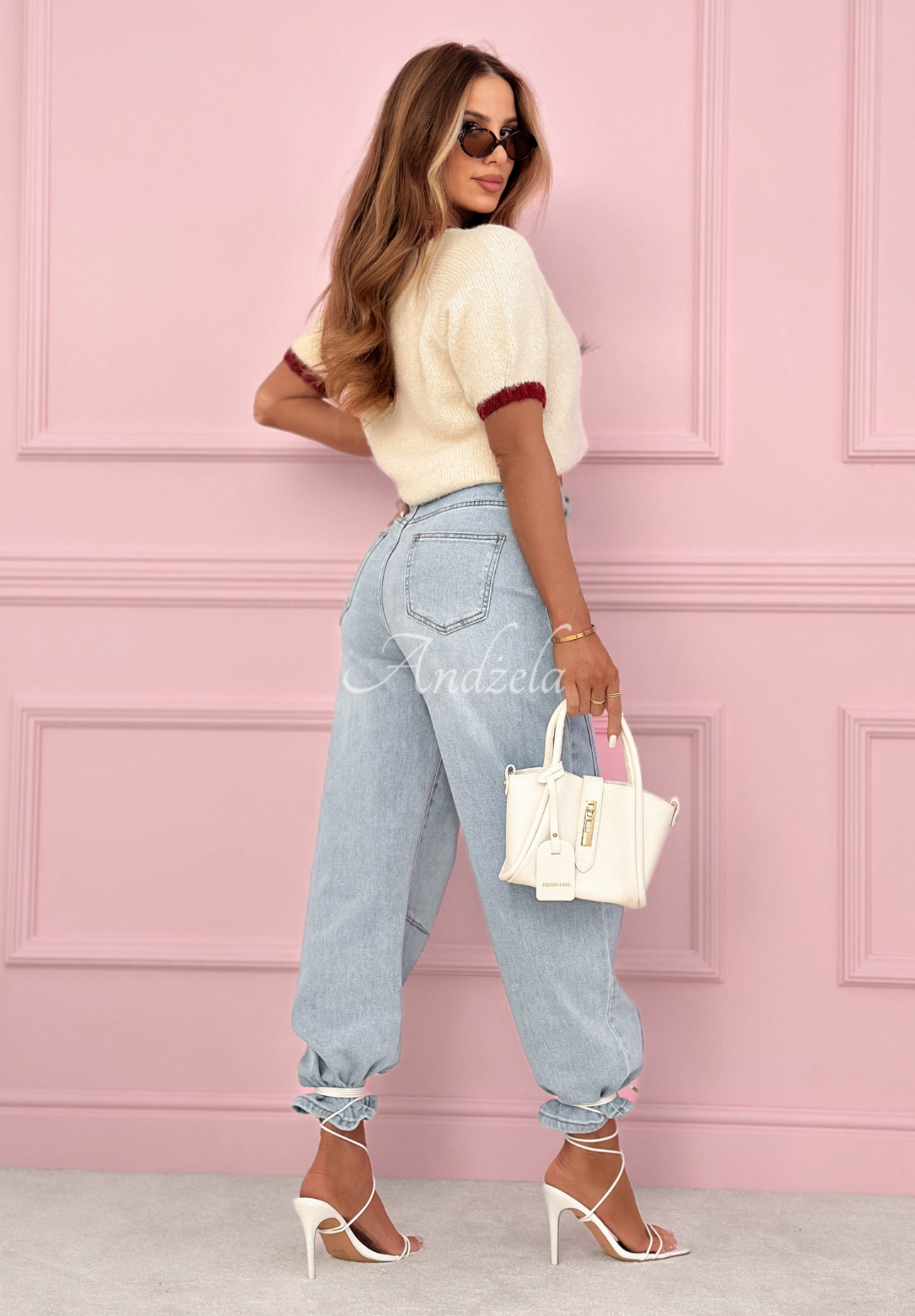 Blugi banana cu cusături decorative As You Like