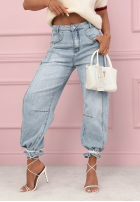 Pantaloni din denim banana z przeszyciami As You Like albastre