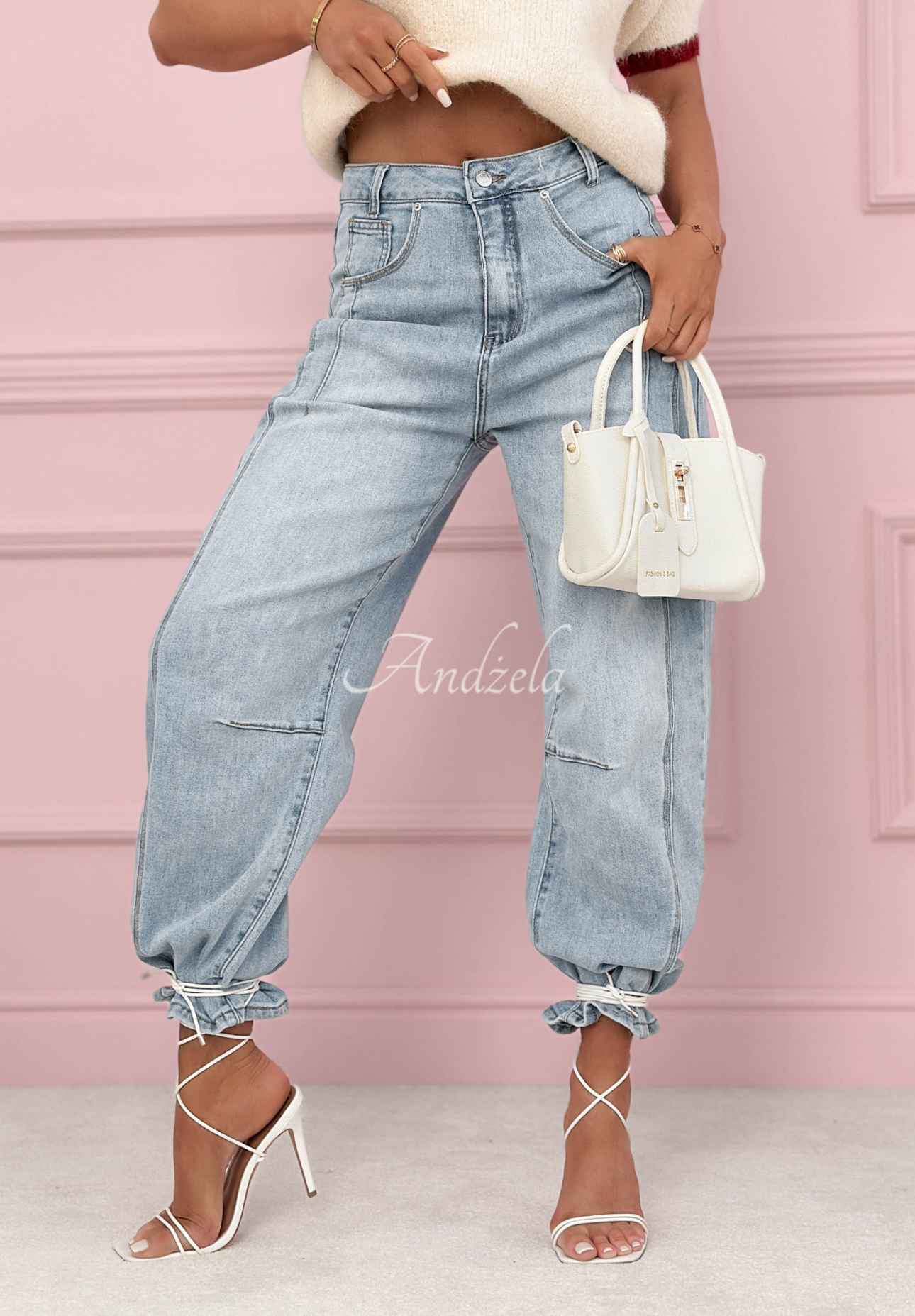 Blugi banana cu cusături decorative As You Like