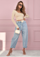 Pantaloni din denim banana Adds New Life albastru deschis