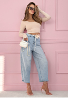 Pantaloni din denim banana Adds New Life albastru deschis