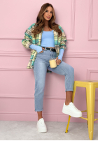 Pantaloni din denim mom fit Prime Look albastru deschis