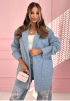 Długi Palton  z kołnierzem The March Winds albastru azuriu