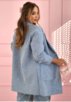 Długi Palton  z kołnierzem The March Winds albastru azuriu