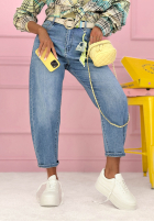 Pantaloni din denim banana Just Passing Through albastru deschis