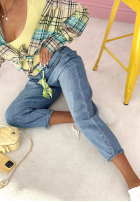 Pantaloni din denim banana Just Passing Through albastru deschis