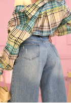 Pantaloni din denim wide leg Nothing New albastre