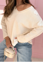 Bawełniana Bluză z koronką Softness And Lace ecru