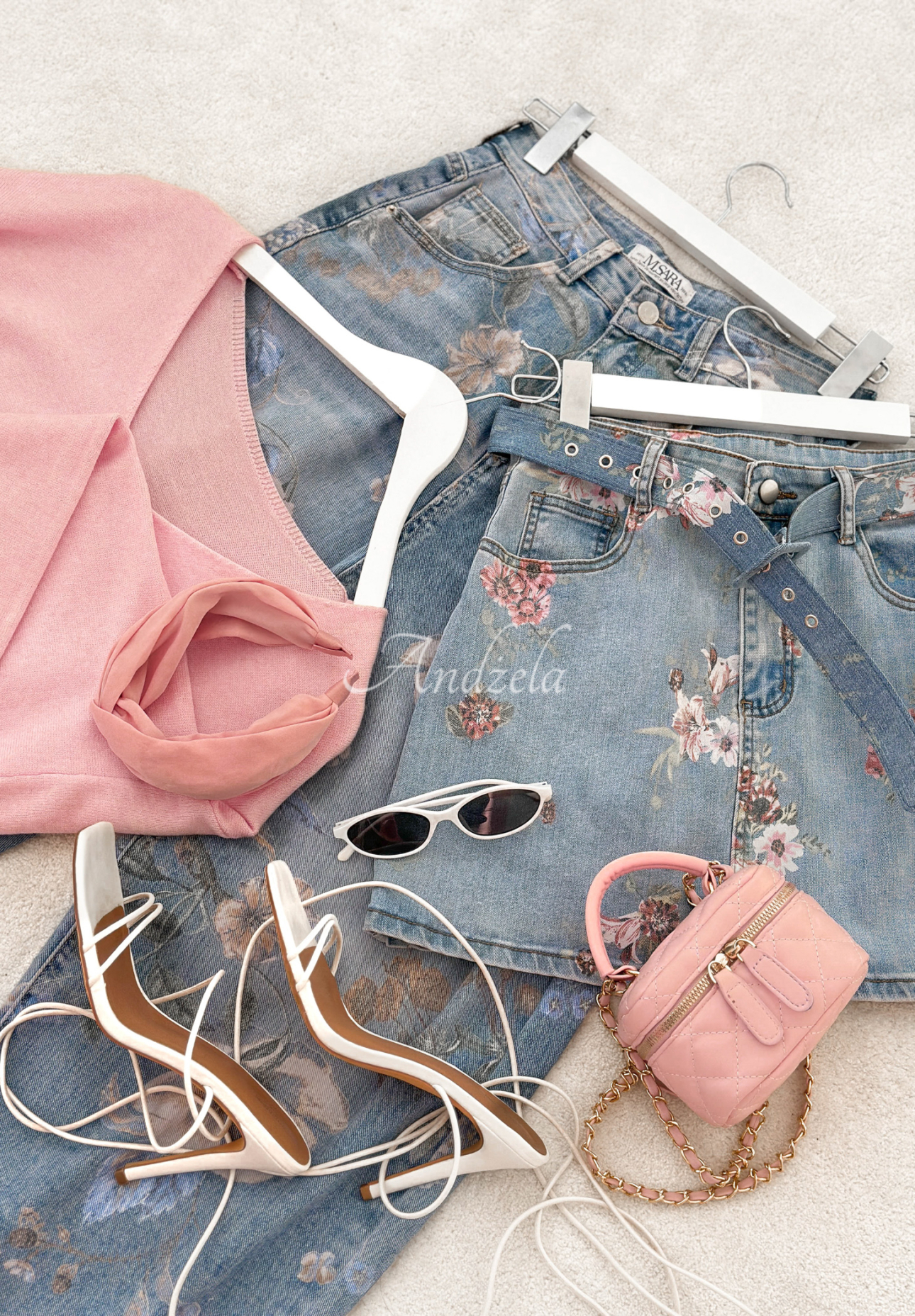 Blugi balloon cu imprimeu floral Take Your Time