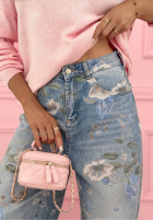 Pantaloni din denim mom fit w kwiecisty print Take Your Time albastre