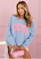 Ocieplana Hanorac z napisem French Riviera albastru azuriu