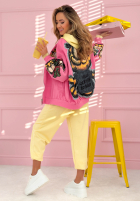 Geacă bomberka z nadrukami The Red Cat roz