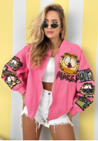 Geacă bomberka z nadrukami The Red Cat roz
