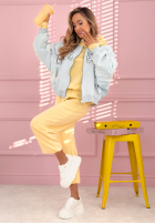 Geacă bomberka z naszywkami The Rabbit Lady albastru azuriu