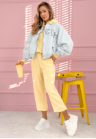 Geacă bomberka z naszywkami The Rabbit Lady albastru azuriu