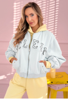 Geacă bomberka z naszywkami The Rabbit Lady albastru azuriu