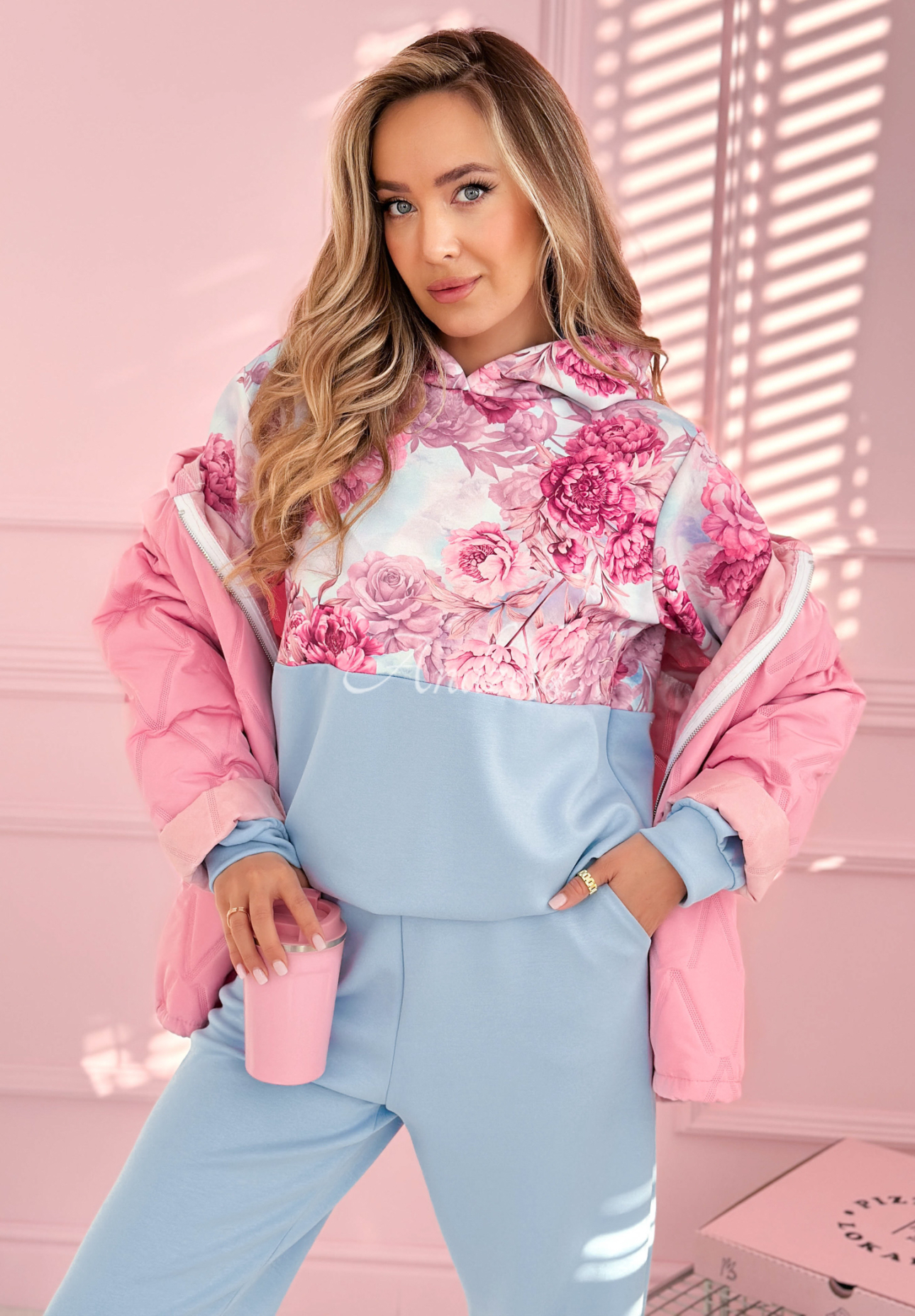 Set de trening din viscoză cu imprimeu floral Comfy Floressa
