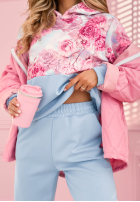 Compleu de trening w kwiaty Comfy Floressa albastru azuriu